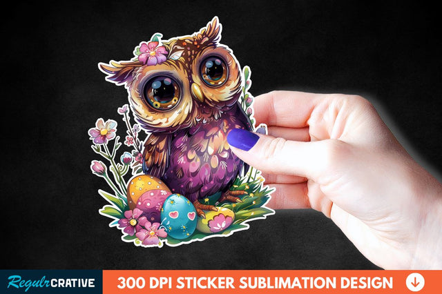 Easter Owl Sticker Clipart Sublimation Regulrcrative 