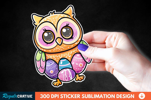 Easter Owl Sticker Clipart Sublimation Regulrcrative 