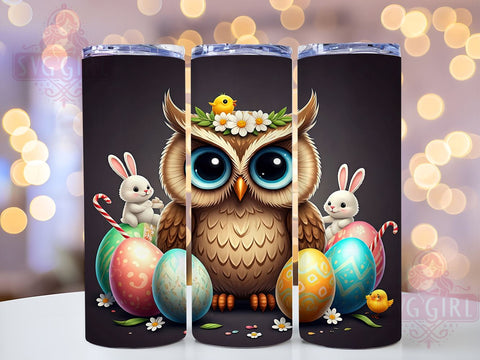 Easter Owl Tumbler Wrap, Bunny Eggs Design, 20oz Sublimation Wrap, Spring Drinkware, Digital Download Tumbler, Cute Easter Art, Easter Gift Idea, Whimsical Tumbler Design Sublimation SvggirlplusArt 