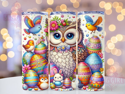 Easter Owl Tumbler Wrap, Bunny Eggs Design, 20oz Sublimation Wrap, Spring Drinkware, Digital Download Tumbler, Cute Easter Art, Easter Gift Idea, Whimsical Tumbler Design Sublimation SvggirlplusArt 