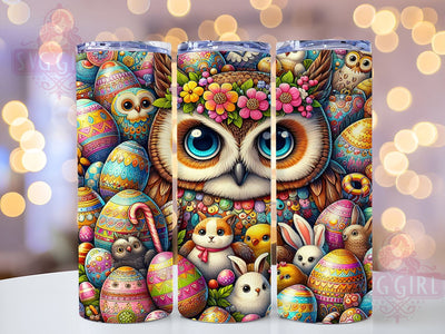 Easter Owl Tumbler Wrap, Bunny Eggs Design, 20oz Sublimation Wrap, Spring Drinkware, Digital Download Tumbler, Cute Easter Art, Easter Gift Idea, Whimsical Tumbler Design Sublimation SvggirlplusArt 