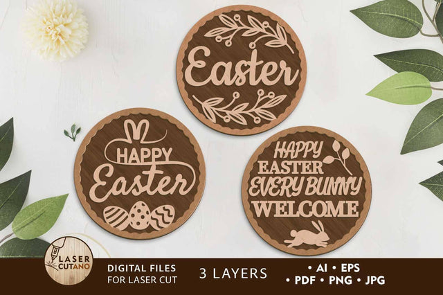 Easter Panels Set, Layered Decorative Templates, Laser Cut Files, Wood Cut and Paper Cut SVG LaserCutano 