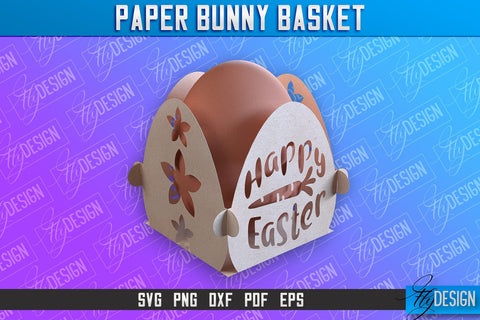 Easter Paper Bunny Basket | Paper Egg Holder | Easter Design SVG Fly Design 