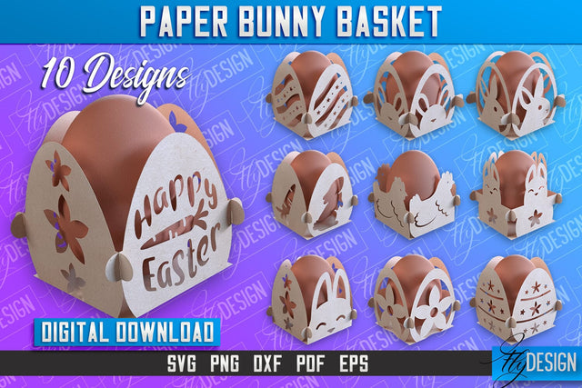 Easter Paper Bunny Basket | Paper Egg Holder | Easter Design SVG Fly Design 