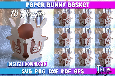 Easter Paper Bunny Basket | Paper Egg Holder | Easter Design SVG The T Store Design 