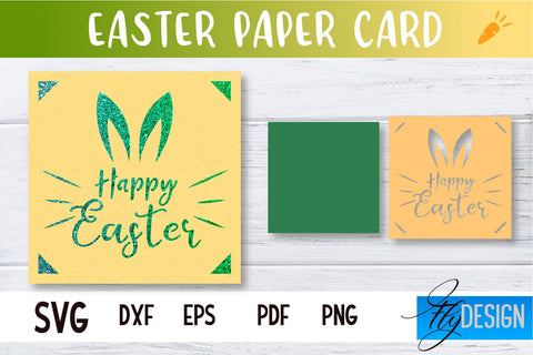 Easter Paper Craft | Paper Cut Easter Card | Bunny Paper Cut SVG Fly Design 