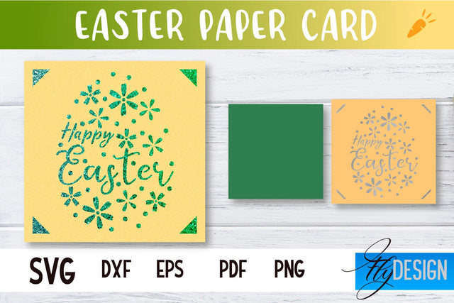 Easter Paper Craft | Paper Cut Easter Card | Bunny Paper Cut SVG Fly Design 