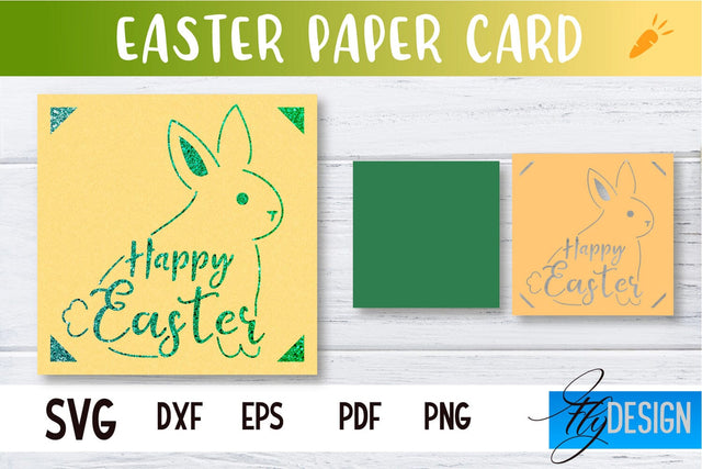 Easter Paper Craft | Paper Cut Easter Card | Bunny Paper Cut SVG Fly Design 