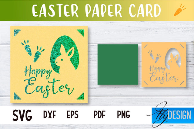 Easter Paper Craft | Paper Cut Easter Card | Bunny Paper Cut SVG Fly Design 