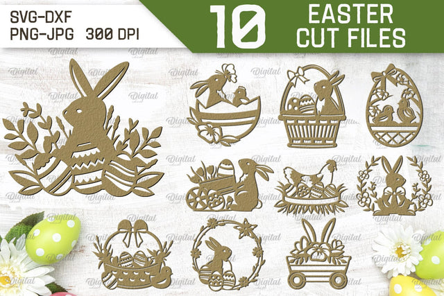 Easter Paper Cut Bundle. Easter Decor Laser Cut. Happy Easter SVG 3D Paper Evgenyia Guschina 