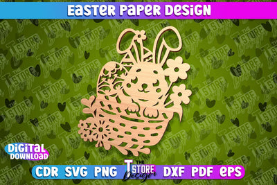 Easter Paper Design | Easter Decor | Happy Easter | Easter Bunny SVG The T Store Design 