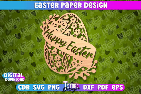 Easter Paper Design | Easter Decor | Happy Easter | Easter Bunny SVG The T Store Design 