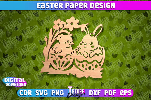 Easter Paper Design | Easter Decor | Happy Easter | Easter Bunny SVG The T Store Design 