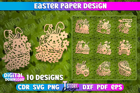 Easter Paper Design | Easter Decor | Happy Easter | Easter Bunny SVG The T Store Design 