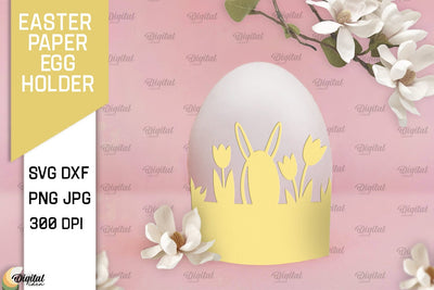 Easter Paper Egg Holder Paper Cut. Easter Bunny SVG 3D Paper Evgenyia Guschina 