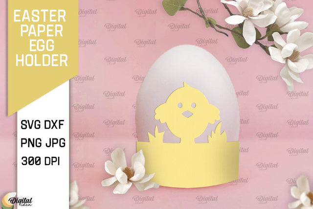 Easter Paper Egg Holder Paper Cut. Easter Chick SVG 3D Paper Evgenyia Guschina 