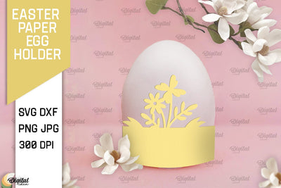 Easter Paper Egg Holder Paper Cut. Easter Flower SVG 3D Paper Evgenyia Guschina 