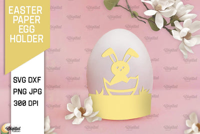 Easter Paper Egg Holder Paper Cut. Easter Rabbit SVG 3D Paper Evgenyia Guschina 