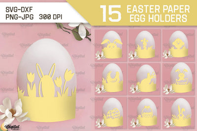 Easter Paper Egg Holders Paper Cut Bundle 3D Paper Evgenyia Guschina 