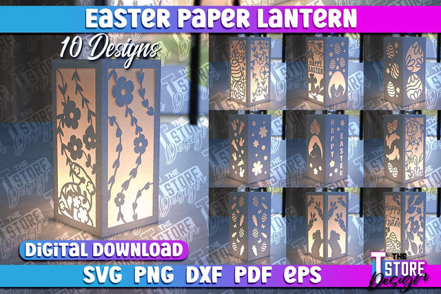 Easter Paper Lantern | 3D Lantern Paper Cut | Night Lights SVG The T Store Design 