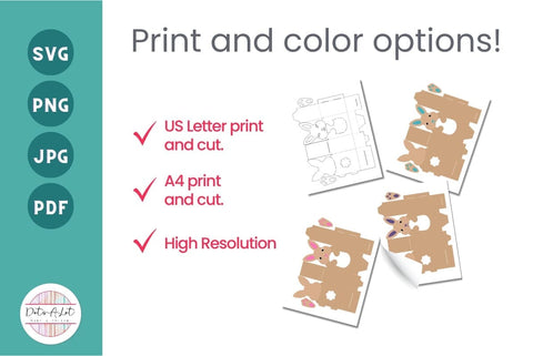 Easter Party Favor Bunny Treat Box 3D SVG Cut File 3D Paper Dots-A-Lot 