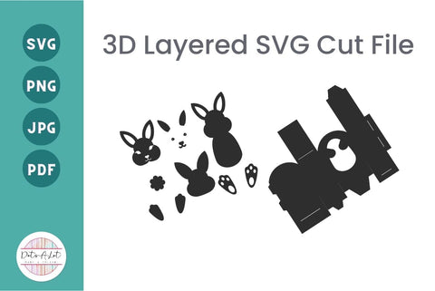 Easter Party Favor Bunny Treat Box 3D SVG Cut File 3D Paper Dots-A-Lot 