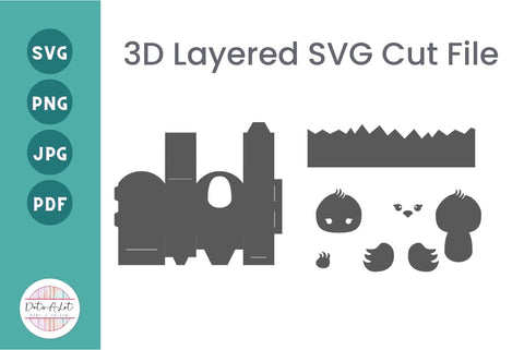 Easter Party Favor Chick Treat Box 3D SVG Cut File SVG Dots-A-Lot 