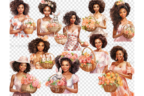 Easter Pastel Clipart | Black Woman Clipart SVG GlamArtZhanna 