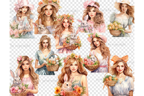 Easter Pastel Clipart | Spring Girl PNG SVG GlamArtZhanna 