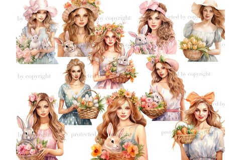 Easter Pastel Clipart | Spring Girl PNG SVG GlamArtZhanna 