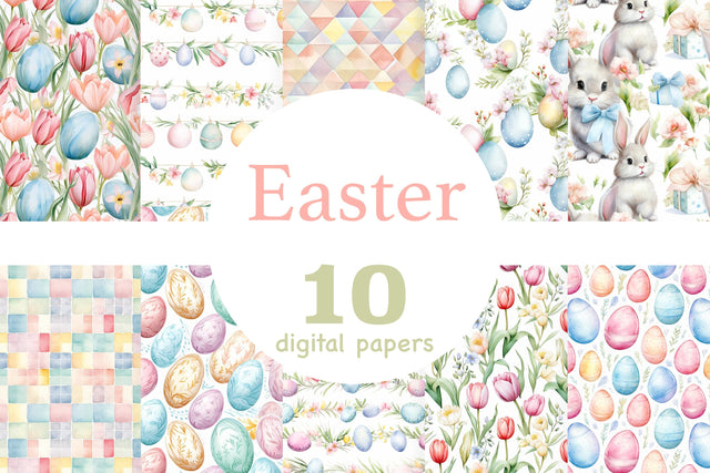 Easter Pastel Digital Paper | Spring Seamless Pattern Set Digital Pattern GlamArtZhanna 