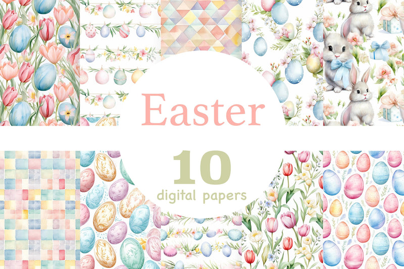 Easter Pastel Digital Paper | Spring Seamless Pattern Set - So Fontsy