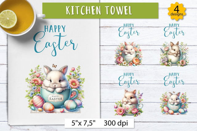 Easter pastel watercolor | Kitchen towels easter Sublimation Olga Boat Design 