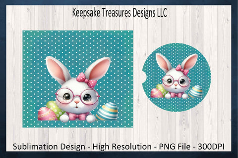 Easter Peeking Bunny 20oz Straight Tumbler Wrap And Car Coaster Template, Sublimation PNG, Spring Tumbler Wrap Template, Digital Download Sublimation Keepsake Treasures Designs LLC. 