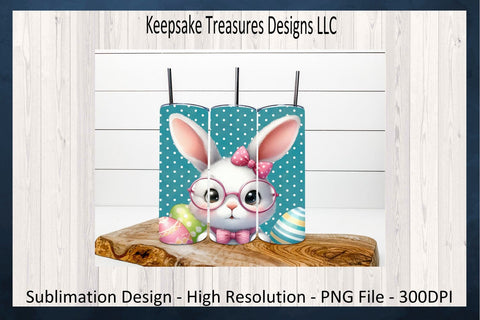 Easter Peeking Bunny 20oz Straight Tumbler Wrap And Car Coaster Template, Sublimation PNG, Spring Tumbler Wrap Template, Digital Download Sublimation Keepsake Treasures Designs LLC. 