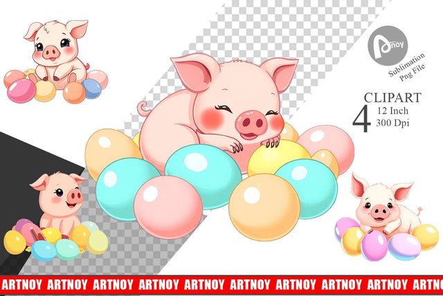 Easter Pig Clipart Sublimation artnoy 