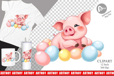 Easter Pig Clipart Sublimation artnoy 