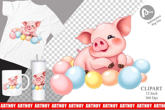 Easter Pig Clipart Sublimation artnoy 