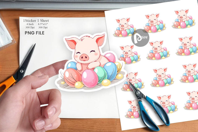 Easter Pig Sticker Sublimation artnoy 