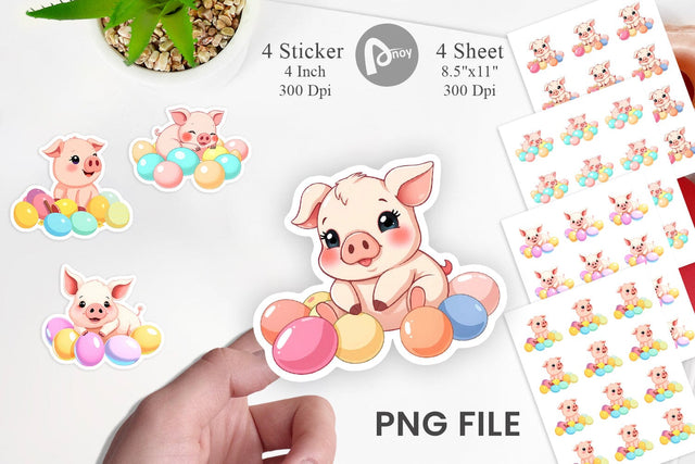 Easter Pig Sticker Sublimation artnoy 