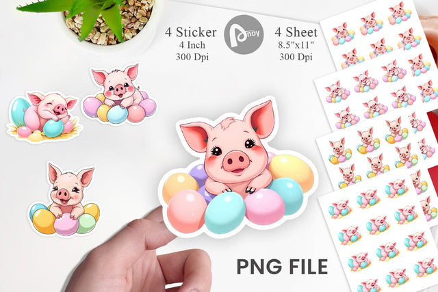 Easter Pig Sticker Sublimation artnoy 