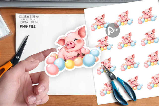 Easter Pig Sticker Sublimation artnoy 