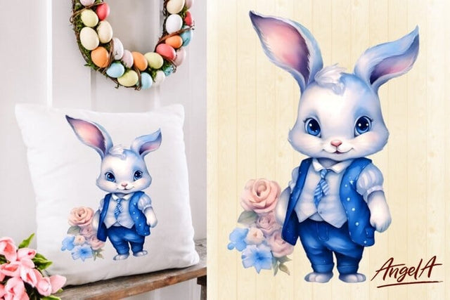 Easter pillow sublimation design / cute easter bunny png Sublimation Angelina Semenova 