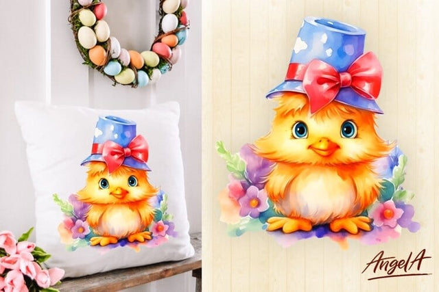 Easter pillow sublimation design / cute easter chick clipart Sublimation Angelina Semenova 