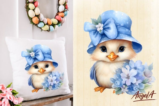 Easter pillow sublimation design / cute easter chick clipart Sublimation Angelina Semenova 