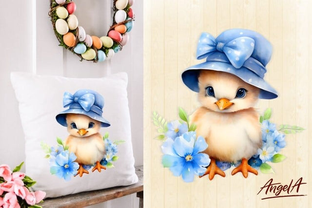 Easter pillow sublimation design / easter baby chick clipart Sublimation Angelina Semenova 