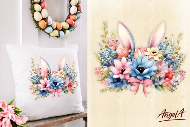 Easter pillow sublimation design / easter bunny ears clipart Sublimation Angelina Semenova 
