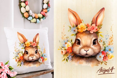 Easter pillow sublimation design / easter bunny face png Sublimation Angelina Semenova 