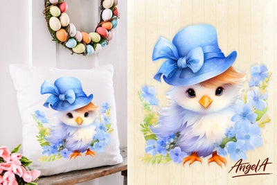 Easter pillow sublimation design / pretty easter chick png Sublimation Angelina Semenova 