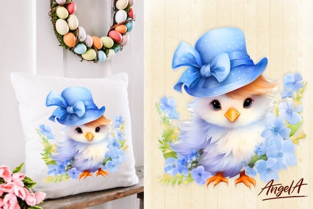 Easter pillow sublimation design / pretty easter chick png Sublimation Angelina Semenova 